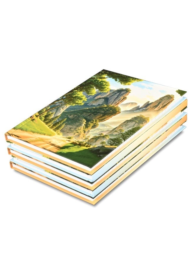 FIS® Soft Cover Notebook, A5 Size(148x210mm), 96 Sheets, Single Line Ruling, White Paper, Packet of 5 Pieces, Nature Cover Design 1-FSNBSCA596D1 - Image 1